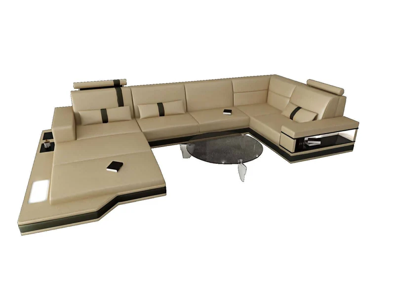 Mini Sofa Messana U-Form in Leder