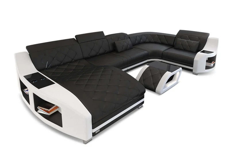 Mini Wohnlandschaft Swing U-Form in Leder