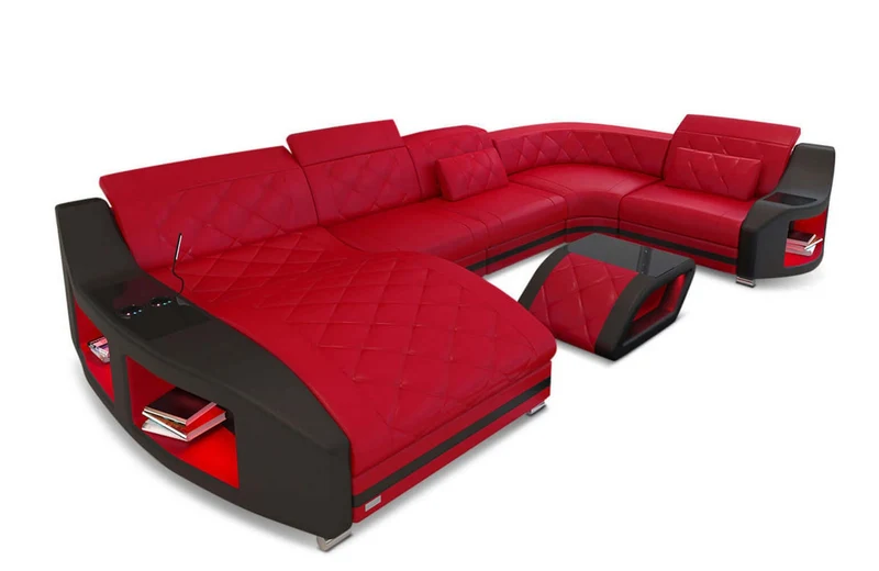 Mini Wohnlandschaft Swing U-Form in Leder