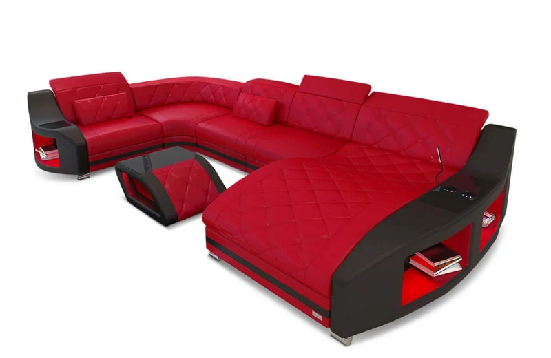 Mini Wohnlandschaft Swing U-Form in Leder