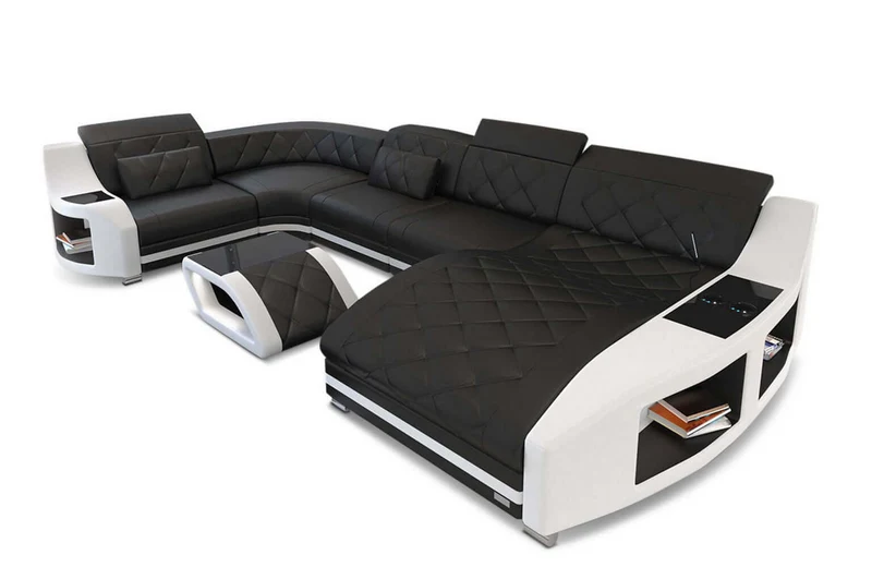 Mini Wohnlandschaft Swing U-Form in Leder