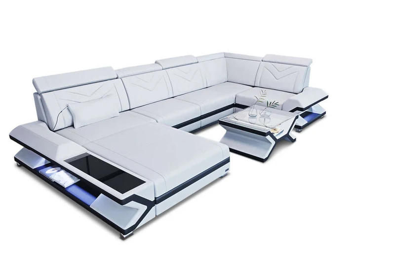 Mini Sofa Napoli U-Form in Leder