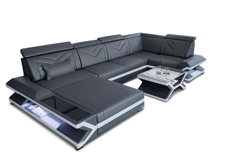 Mini Sofa Napoli U-Form in Leder