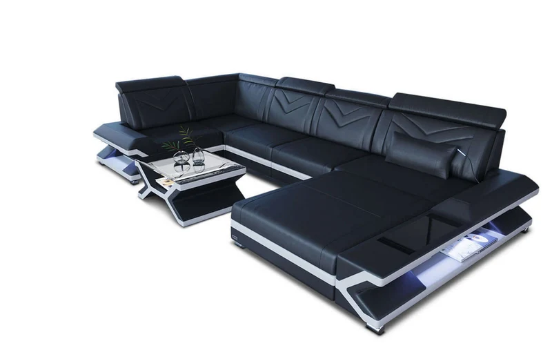 Mini Sofa Napoli U-Form in Leder