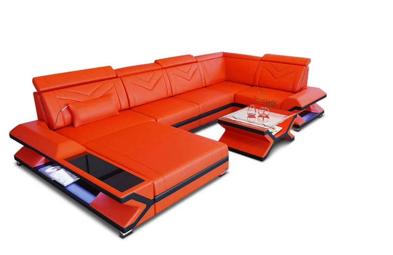 Mini Sofa Napoli U-Form in Leder