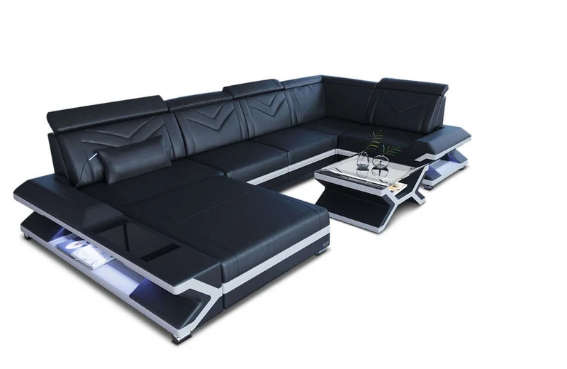 Mini Sofa Napoli U-Form in Leder