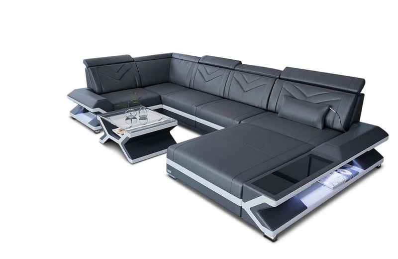 Mini Sofa Napoli U-Form in Leder