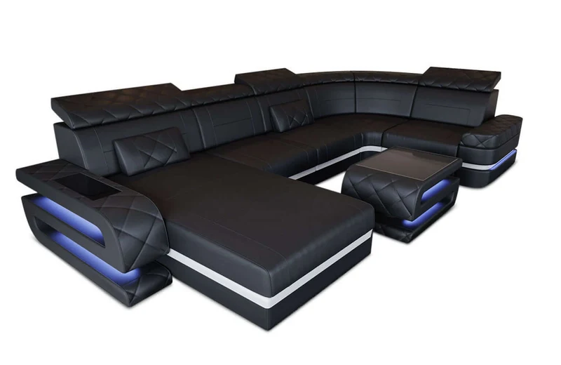 Mini Sofa Bologna U-Form in Leder