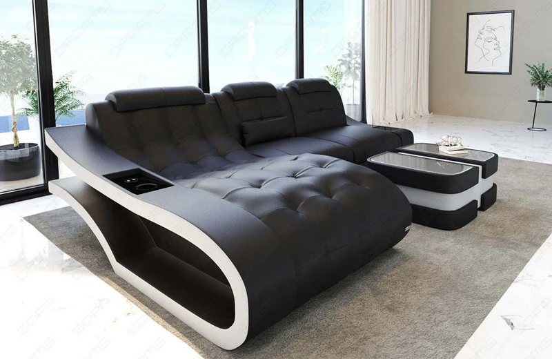 Mini Ecksofa Elegante L-Form in Leder