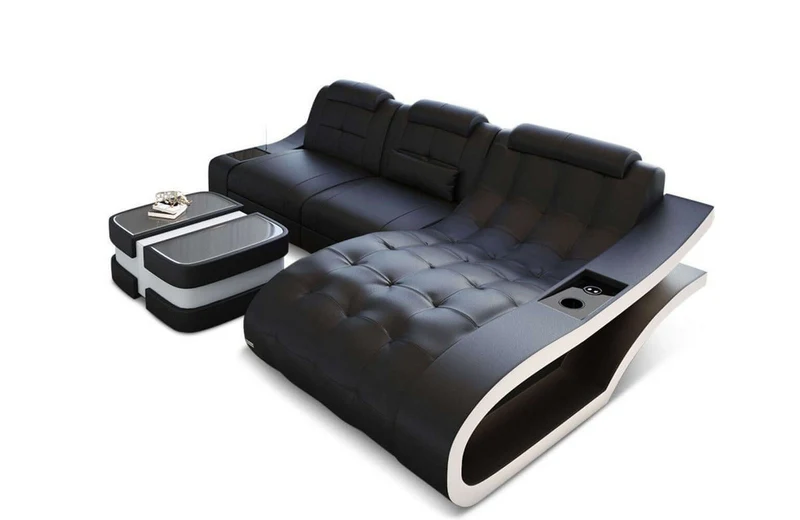Mini Ecksofa Elegante L-Form in Leder