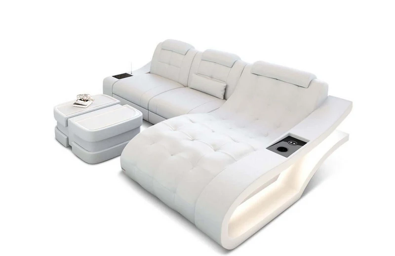 Mini Ecksofa Elegante L-Form in Leder