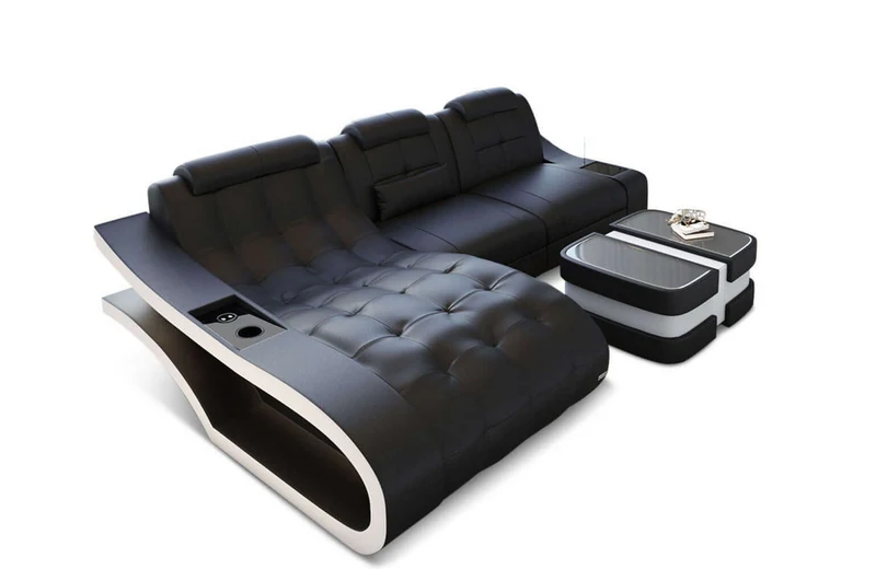 Mini Ecksofa Elegante L-Form in Leder