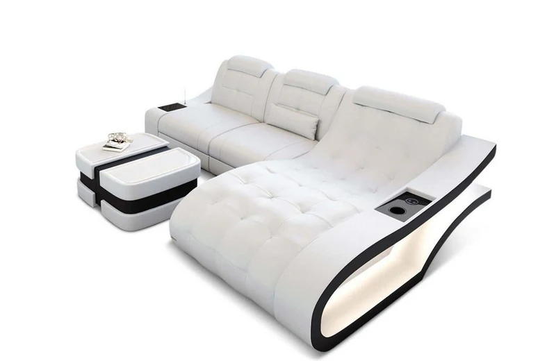 Mini Ecksofa Elegante L-Form in Leder
