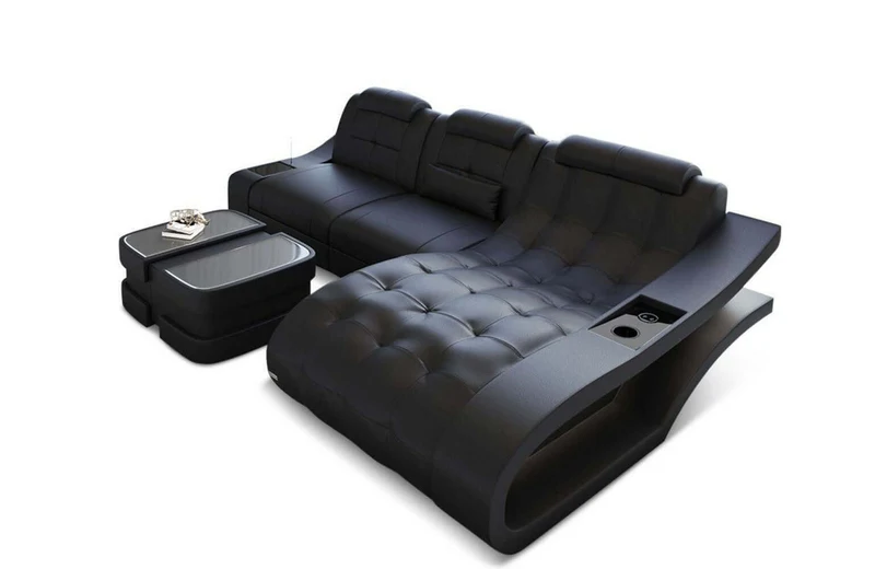 Mini Ecksofa Elegante L-Form in Leder