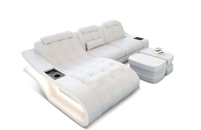 Mini Ecksofa Elegante L-Form in Leder