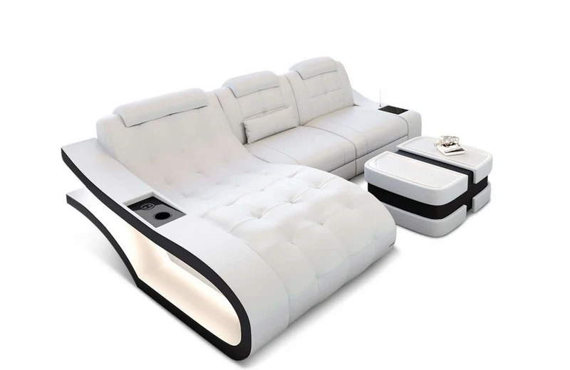 Mini Ecksofa Elegante L-Form in Leder