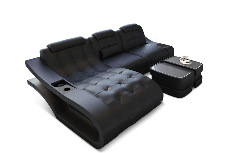 Mini Ecksofa Elegante L-Form in Leder