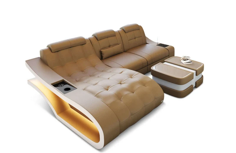 Mini Ecksofa Elegante L-Form in Leder