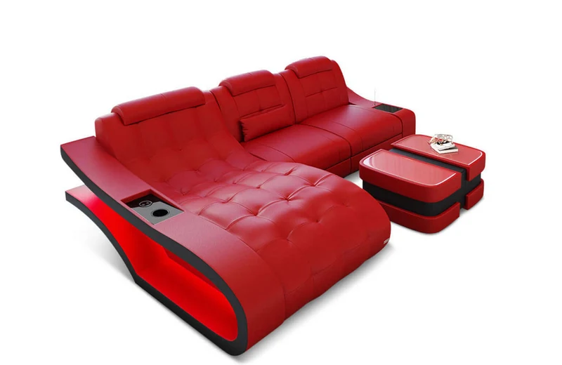 Mini Ecksofa Elegante L-Form in Leder