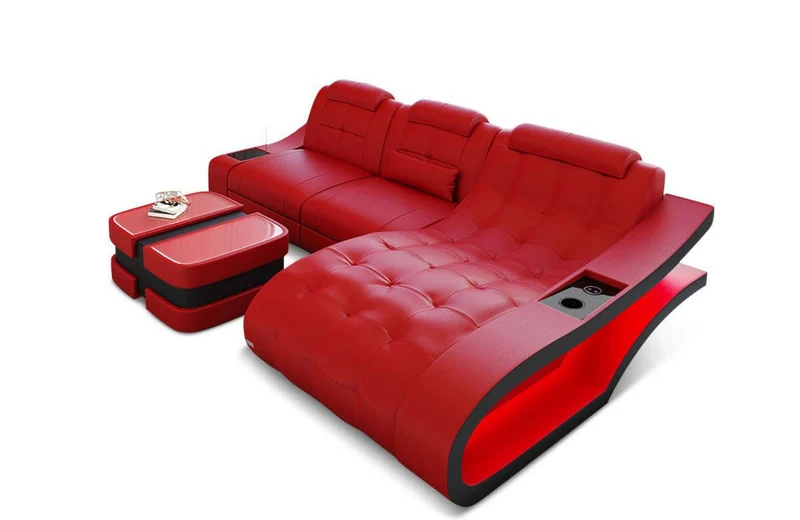 Mini Ecksofa Elegante L-Form in Leder