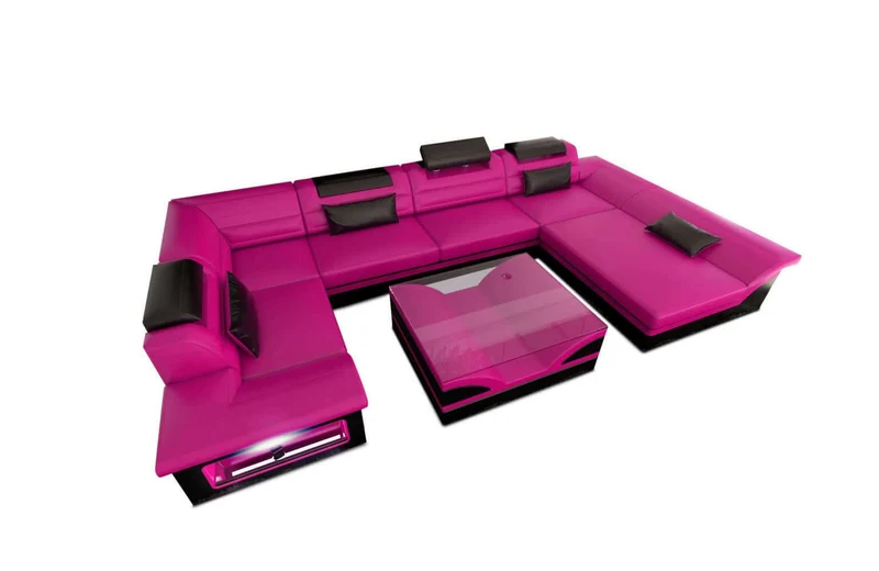 Mini Sofa Enzo U-Form in Leder