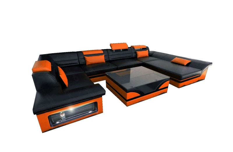 Mini Sofa Enzo U-Form in Leder