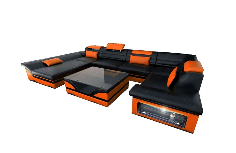Mini Sofa Enzo U-Form in Leder