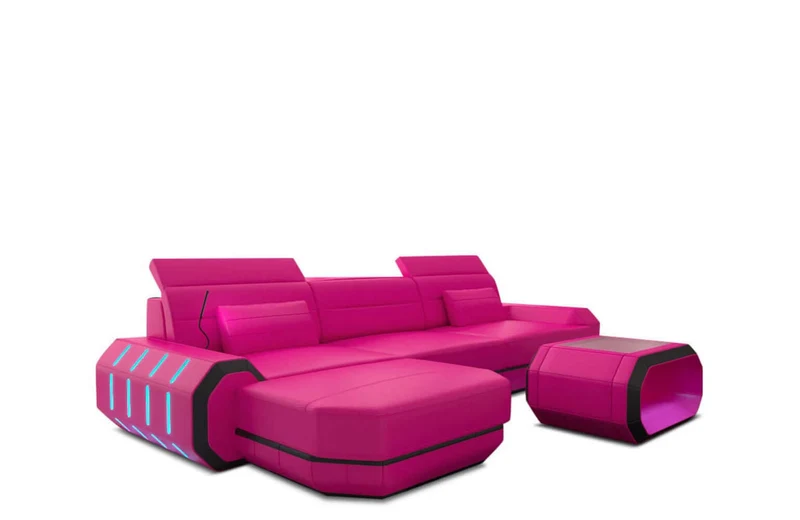 Mini Couch Roma L-Form in Leder