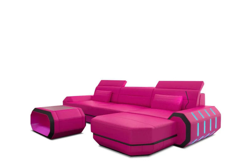 Mini Couch Roma L-Form in Leder