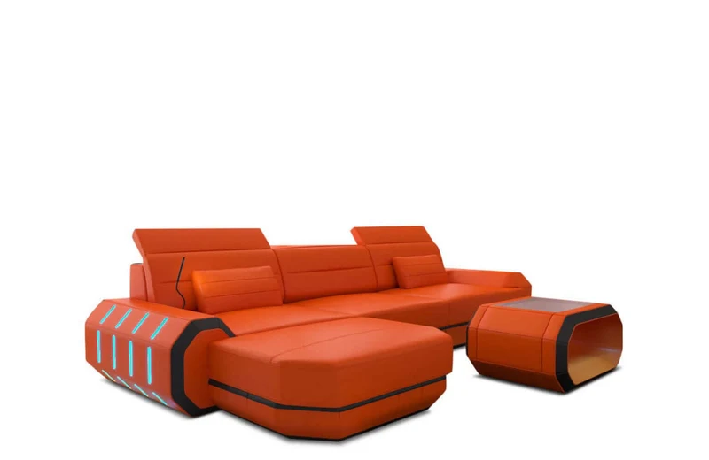 Mini Couch Roma L-Form in Leder