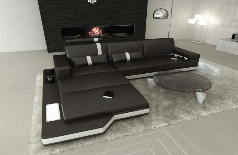 Mini Ecksofa Messana L-Form aus Leder