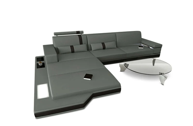Mini Ecksofa Messana L-Form aus Leder