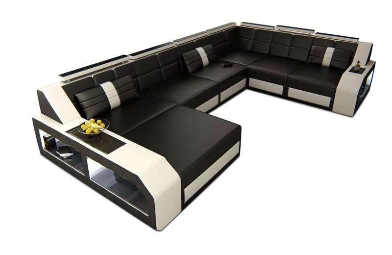 Mini XXL Wohnlandschaft Matera U-Form in Leder