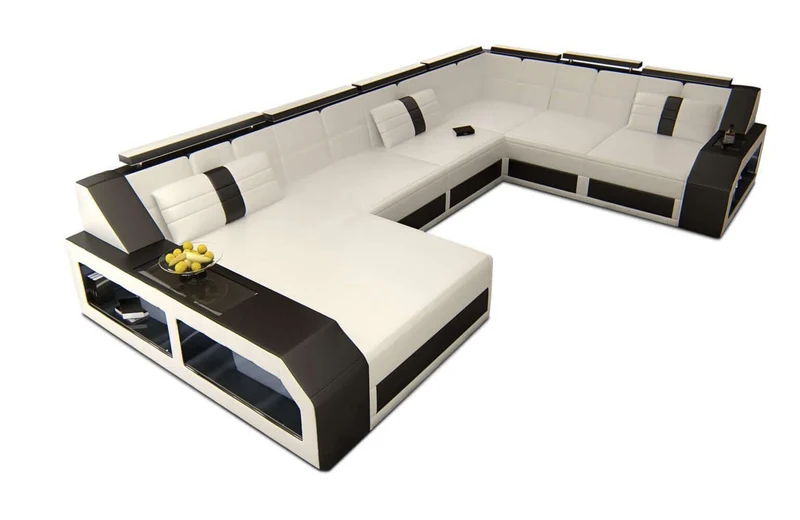 Mini XXL Wohnlandschaft Matera U-Form in Leder