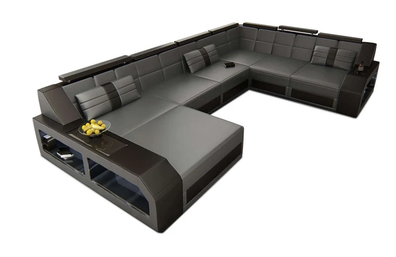 Mini XXL Wohnlandschaft Matera U-Form in Leder