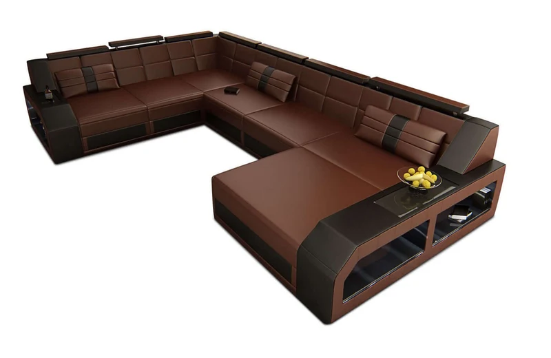 Mini XXL Wohnlandschaft Matera U-Form in Leder