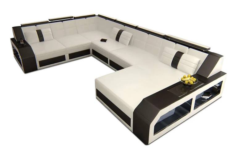 Mini XXL Wohnlandschaft Matera U-Form in Leder