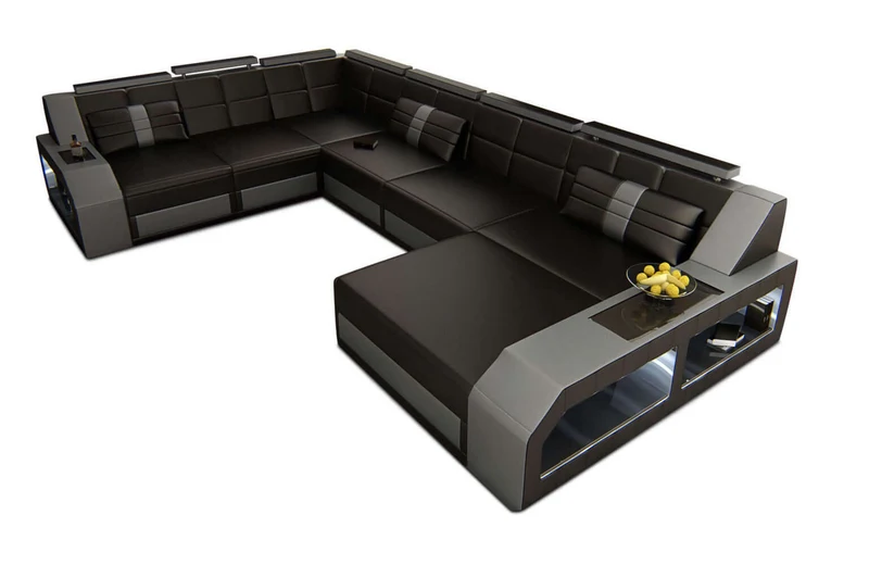 Mini XXL Wohnlandschaft Matera U-Form in Leder