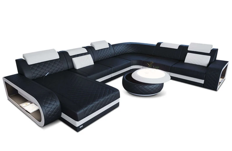 Mini XXL Wohnlandschaft Berlin U-Form aus Leder