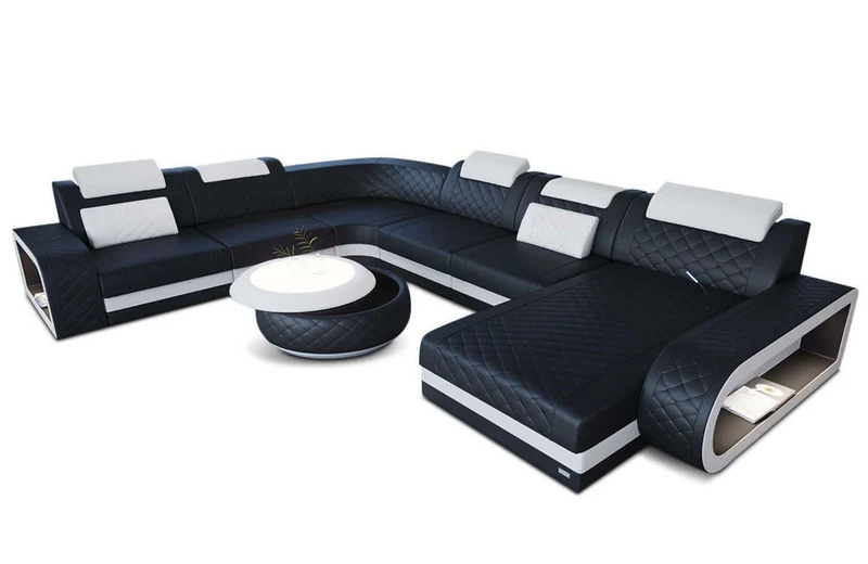 Mini XXL Wohnlandschaft Berlin U-Form aus Leder