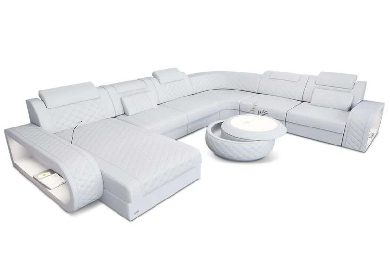Mini XXL Wohnlandschaft Berlin U-Form aus Leder