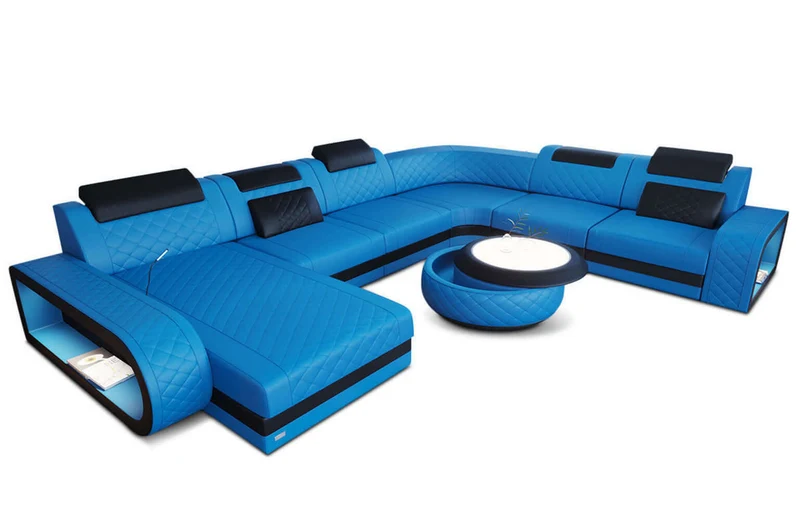 Mini XXL Wohnlandschaft Berlin U-Form aus Leder