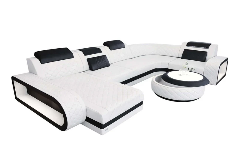 Mini Wohnlandschaft Berlin U-Form aus Leder