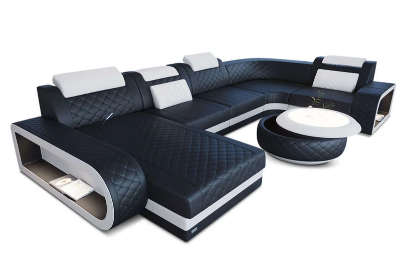 Mini Wohnlandschaft Berlin U-Form aus Leder
