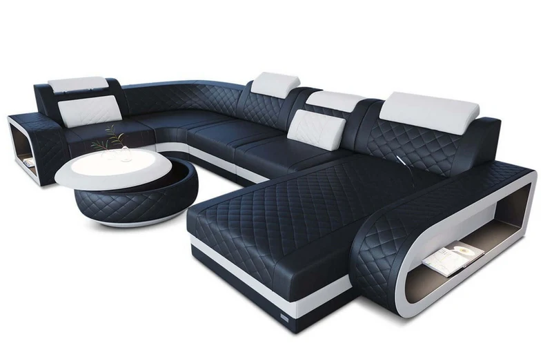 Mini Wohnlandschaft Berlin U-Form aus Leder