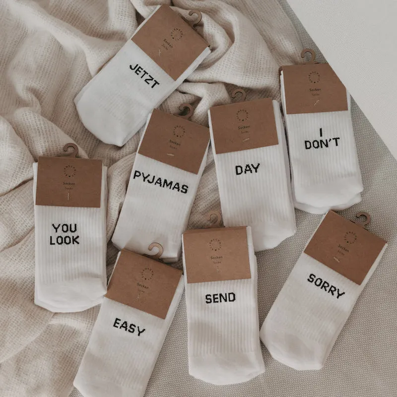 Eulenschnitt Socken You look nice today Größe 35-38 weiß