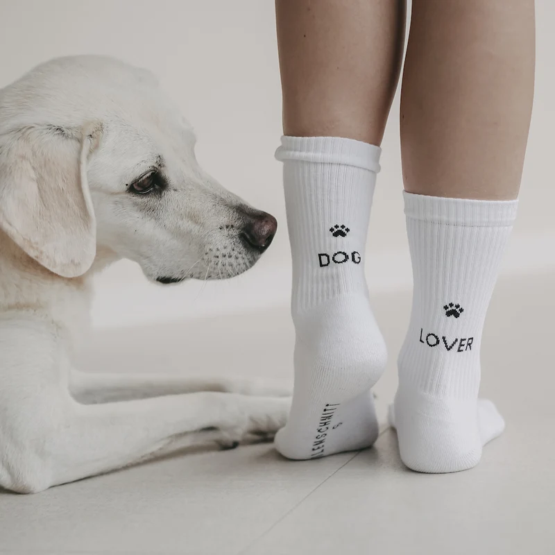 Eulenschnitt Socken Dog Lover weiß Größe 39-42