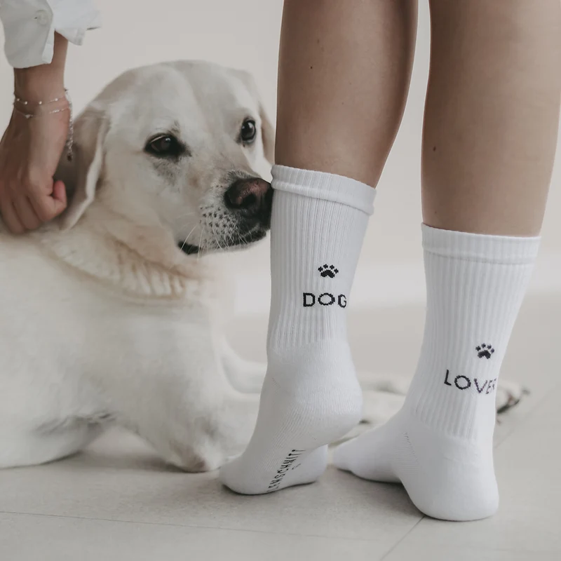 Eulenschnitt Socken Dog Lover weiß Größe 39-42