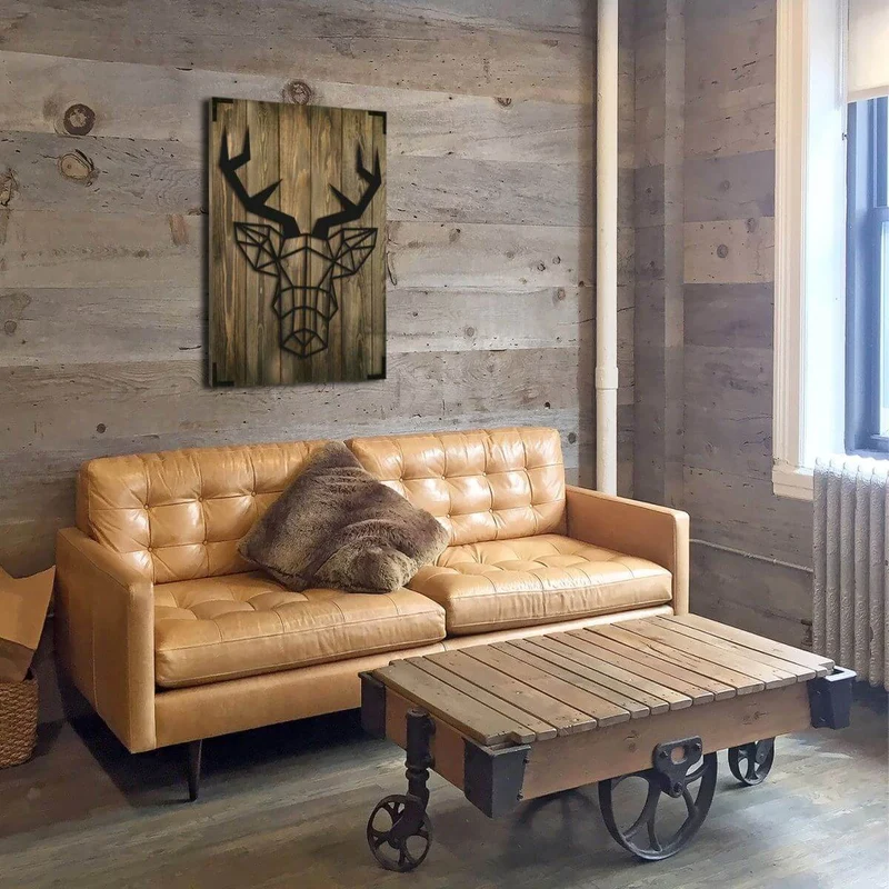 Wandbild Hirsch Holz