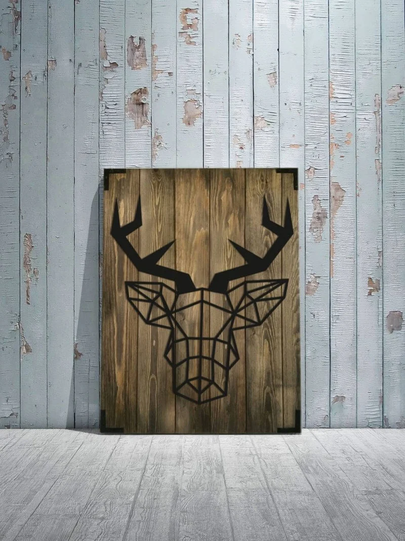 Wandbild Hirsch Holz